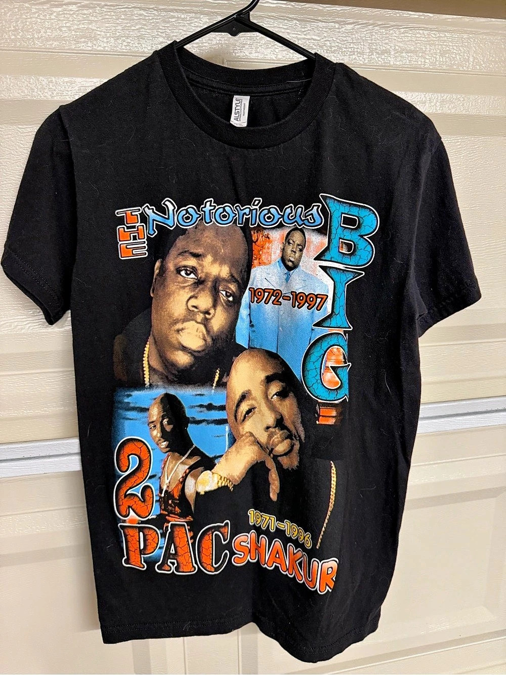 Gildan Notorious B.I.G. 2Pac graphic tee Graphic Tee Black Size Small
